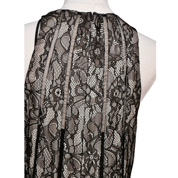 Haute Hippie Black Lace Overlay Sleeveless Drop Waist Midi Dress Medium Boho - Picture 7 of 10